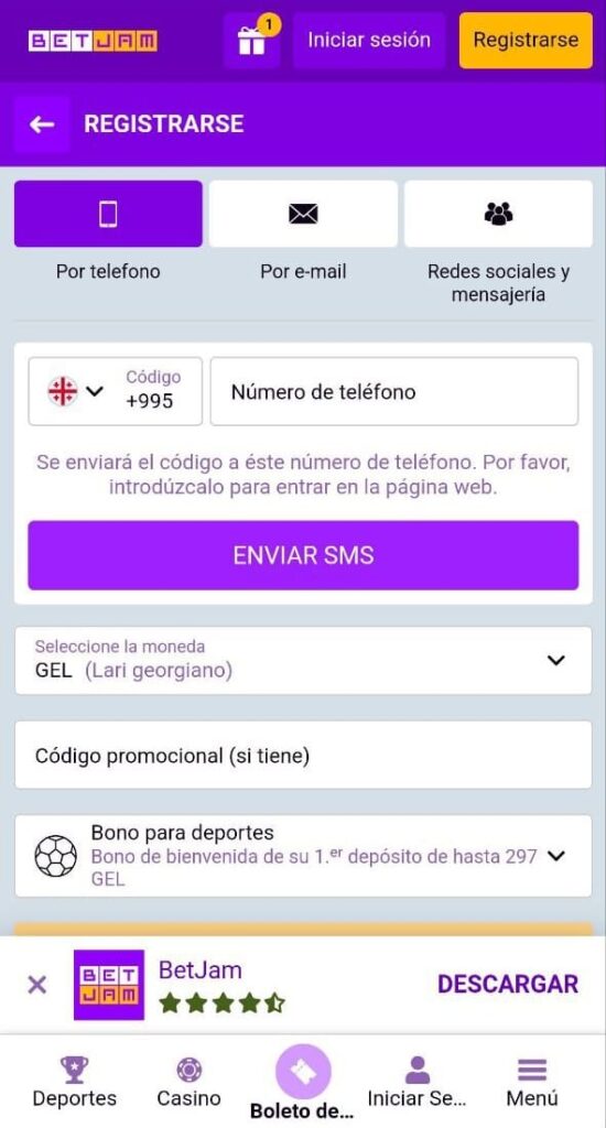 Descarga la app móvil de BetJam y disfruta de la mejor experiencia de juego